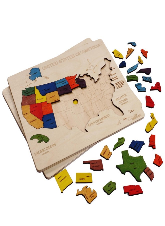 EKOPLAY USA Map Wooden Jigsaw Puzzle for Kids | 44 Puzzle Pieces | Learning & Educational Toy Gift for Boys & Girls Ages 3 Years and Above - Image 4